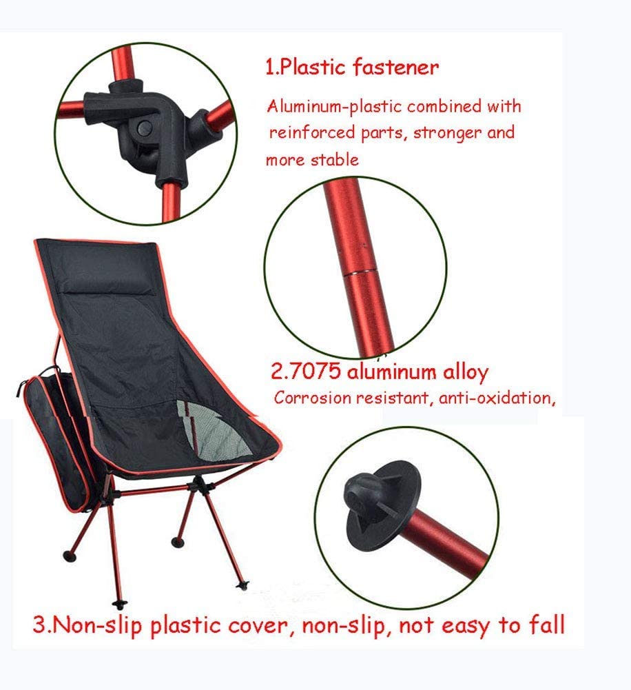 Camping Chair Folding High Back Backpacking Chair with Headrest Brown