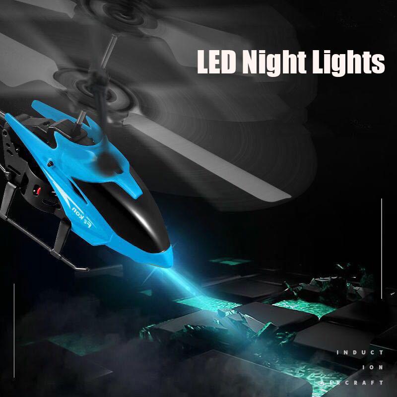 Mini RC Infrared Induction Helicopter Aircraft Drone Flashing Light Toys Christmas Gift Red