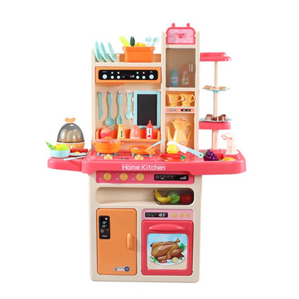 65pcs 93cm Children Kitchen Kitchenware Play Toy Simulation Steam Spray Cooking Set Cookware Tableware Gift Grey Color