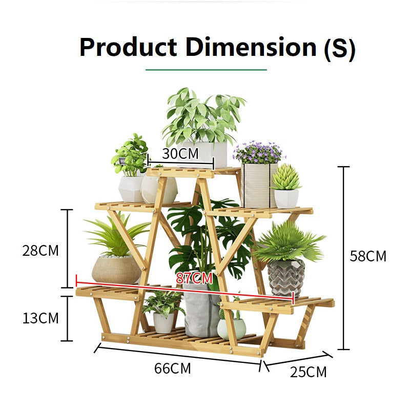 STAR Shape Bamboo Plant Stand Supplier Multi Tier Flower Rack for Indoor Outdoor Large