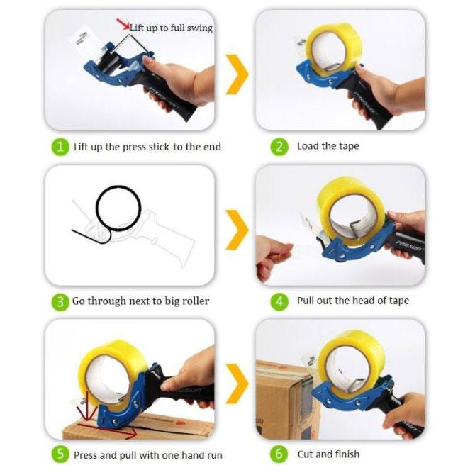 Prosun Packing Tape Dispenser Gun 48mm Roll Sticky Packaging Dispenser Low Noise 4pcs