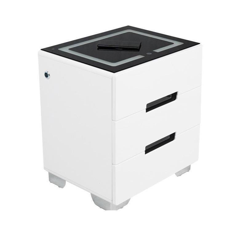 Smart Bedside Tables Side 3 Drawers Wireless Charging Nightstand LED Light USB Left Hand Connection