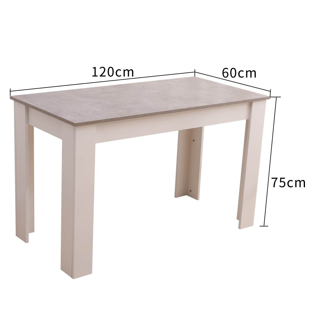 Dining Table Rectangular Wooden 120M-Grey&amp;White