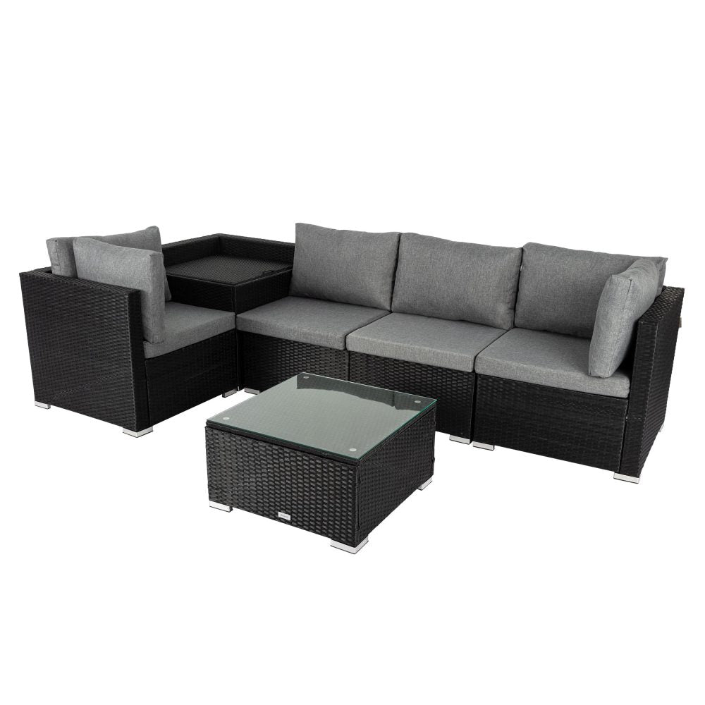 6PCS Outdoor Modular Lounge Sofa Coogee &#8211; Black