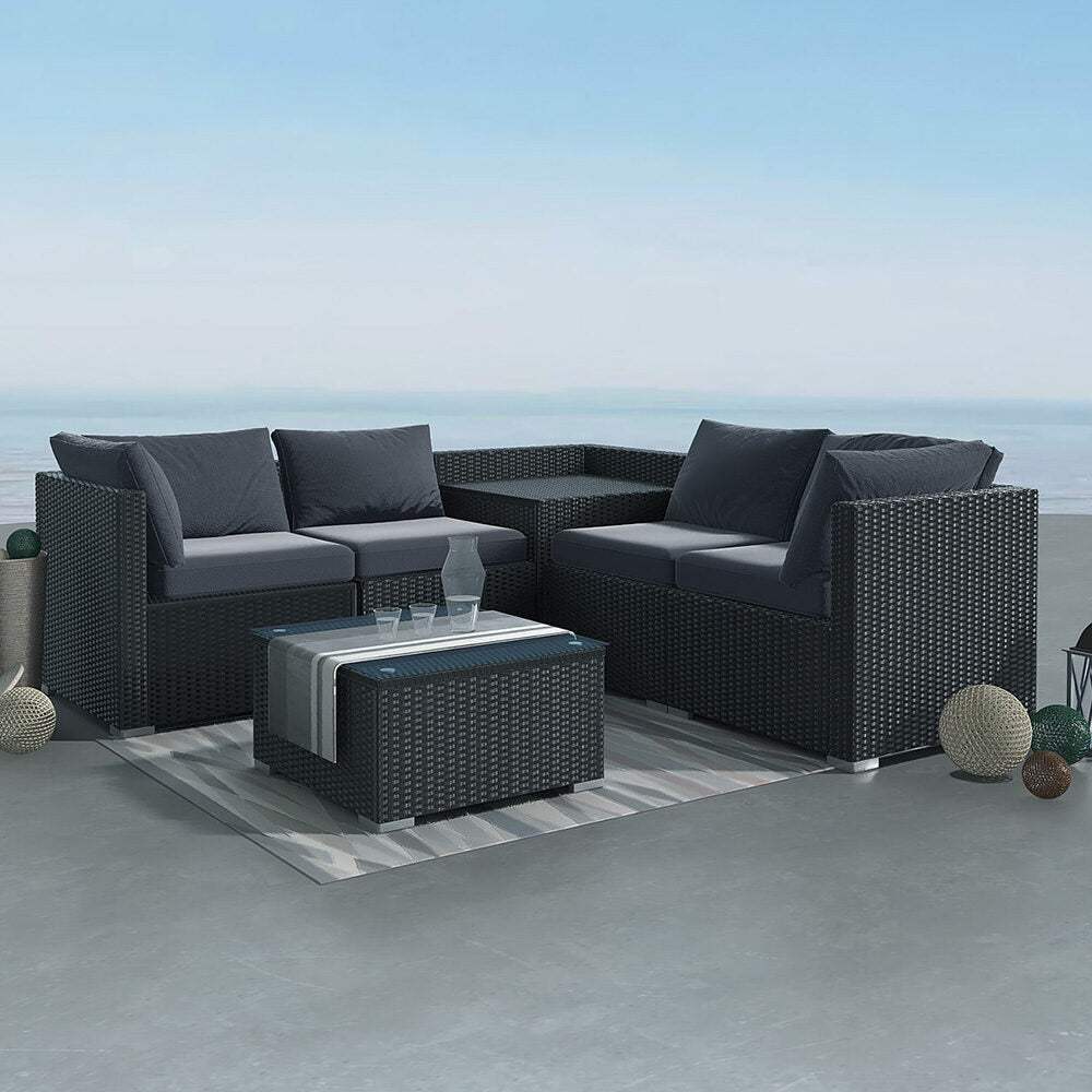 6PCS Outdoor Modular Lounge Sofa Coogee &#8211; Black