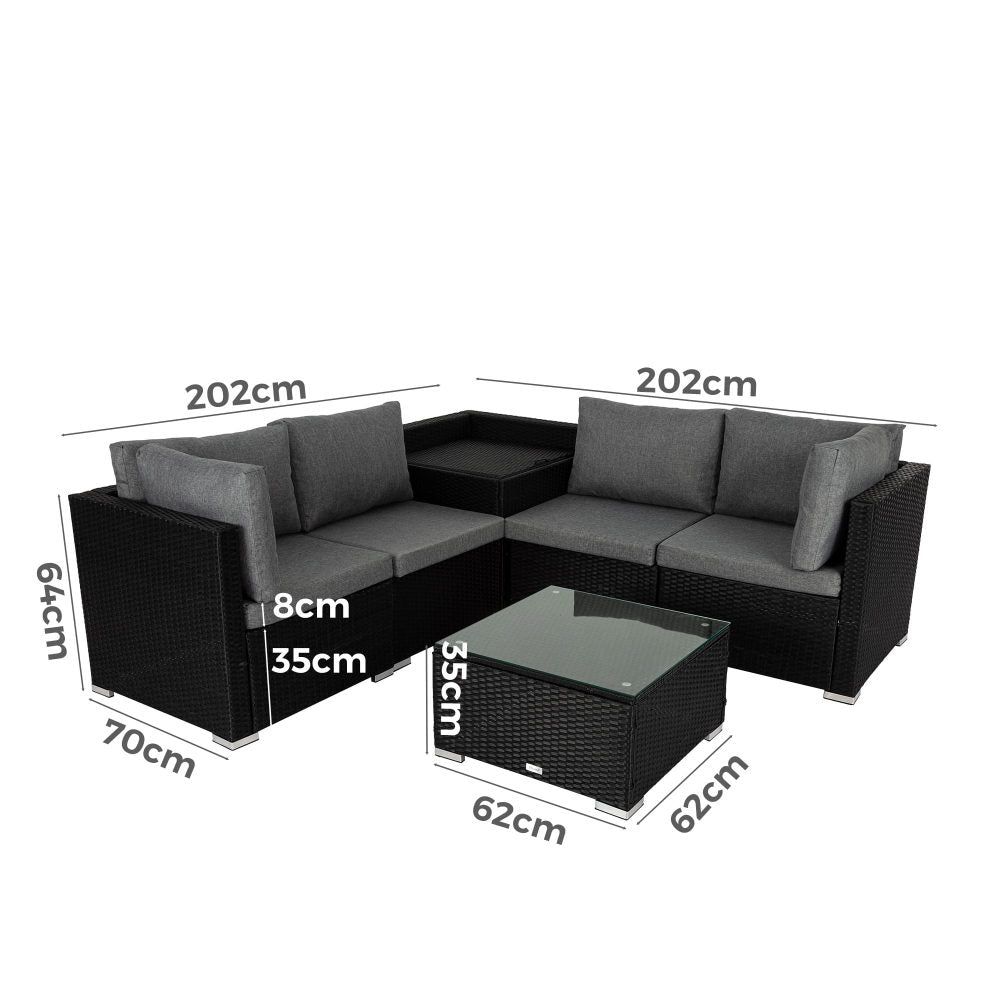 6PCS Outdoor Modular Lounge Sofa Coogee &#8211; Black