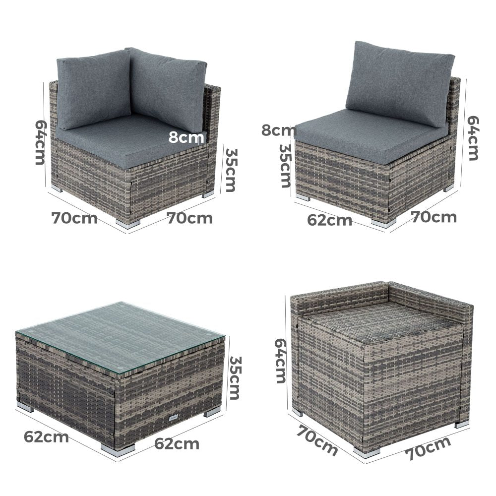 6PCS Outdoor Modular Lounge Sofa Coogee Grey