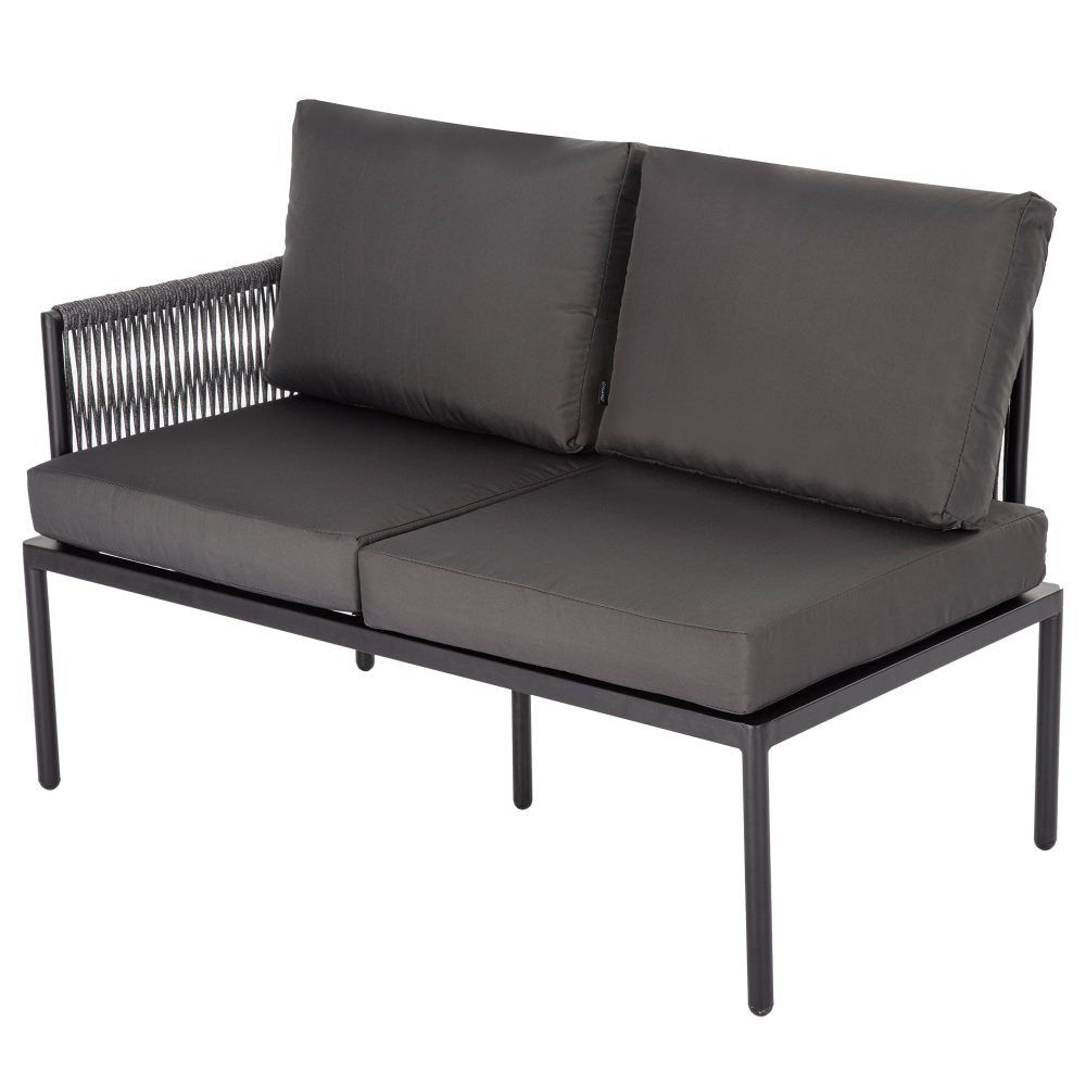 Eden 4-Seater Outdoor Lounge Set with Coffee Table in Black &#8211; Stylish Textile and Rope Design