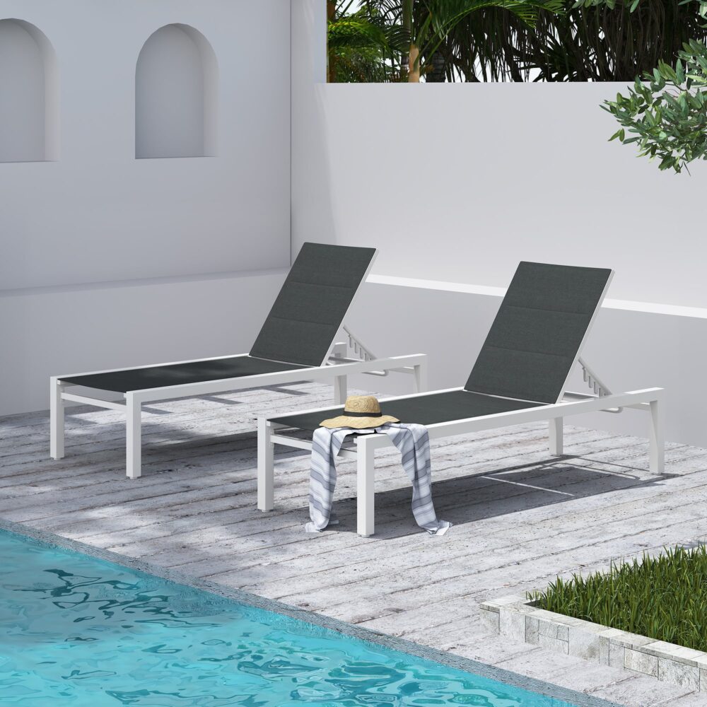 Adjustable Outdoor Sun Lounger in Aluminium White