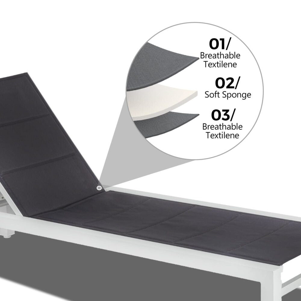 Adjustable Outdoor Sun Lounger in Aluminium White