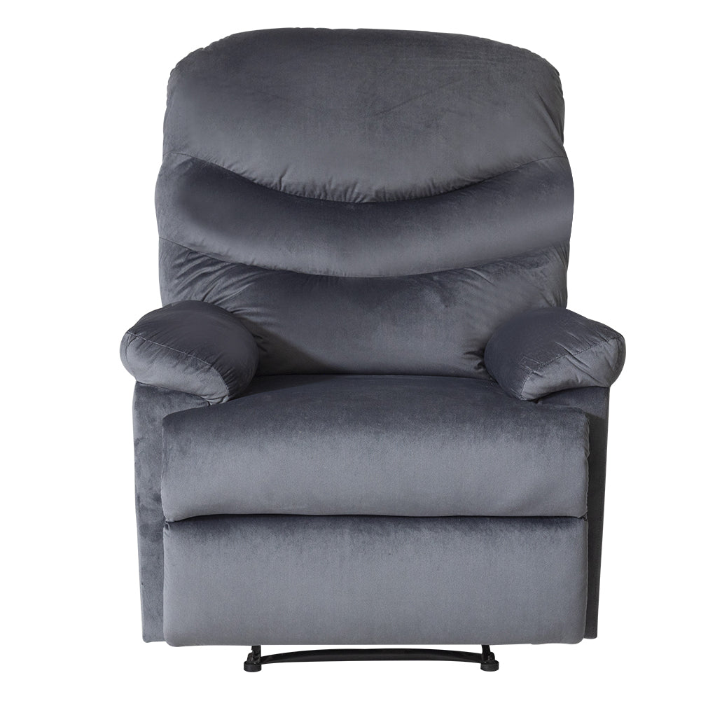Wide Manual Single Recliner Sofa &#8211; Velvet Grey