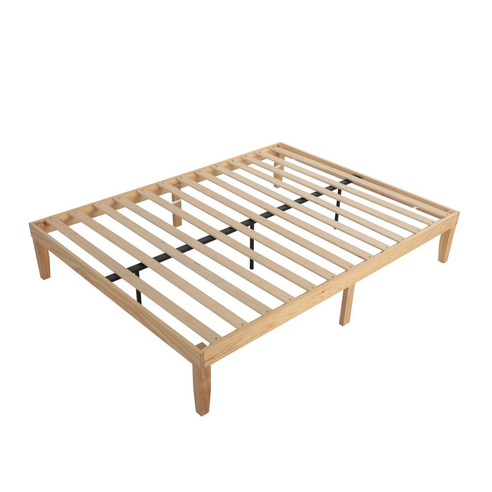 Warm Wooden Natural Bed Base Frame &#8211; Queen