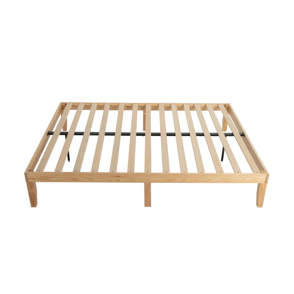 Warm Wooden Natural Bed Base Frame &#8211; Queen