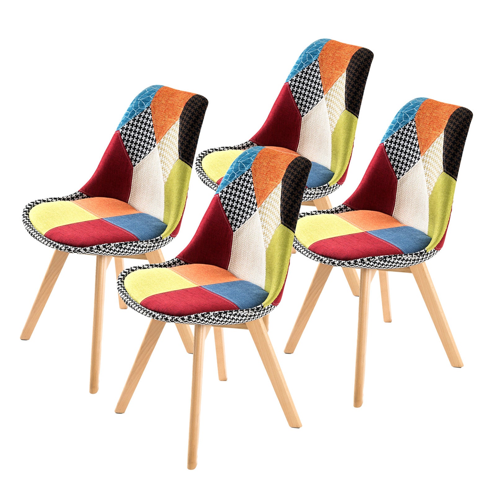 La Bella 4 Set Multi Colour Retro Dining Cafe Chair Padded Seat