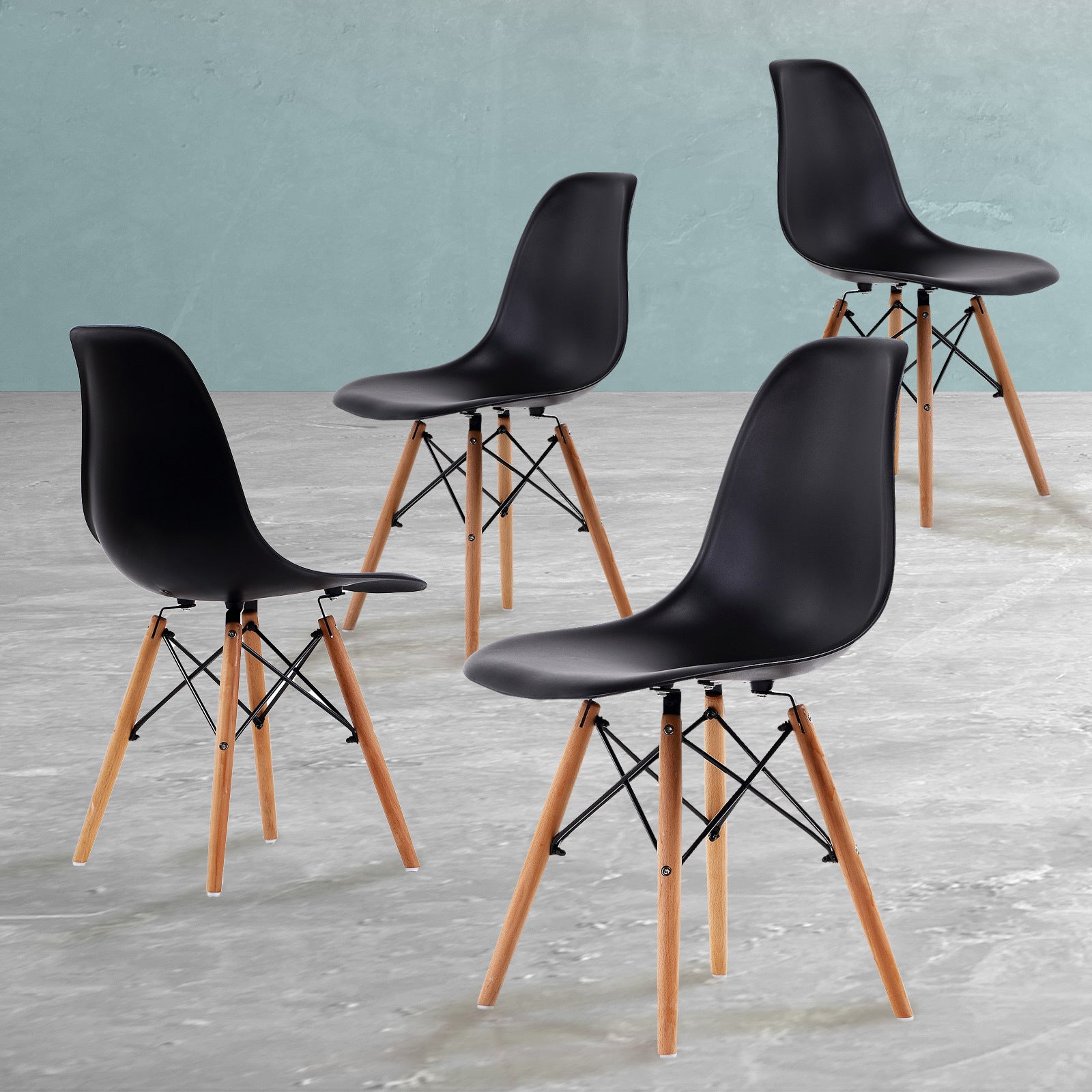 La Bella 4 Set Black Retro Dining Cafe Chair DSW PP