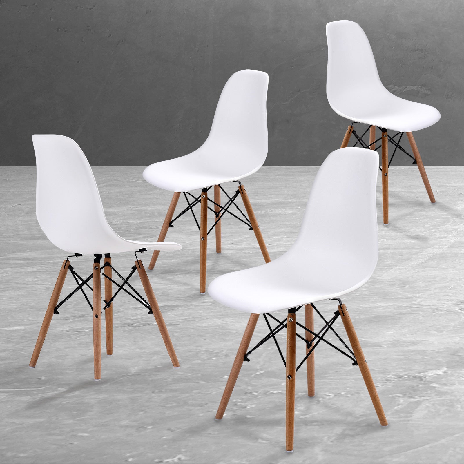 La Bella 4 Set White Retro Dining Cafe Chair DSW PP