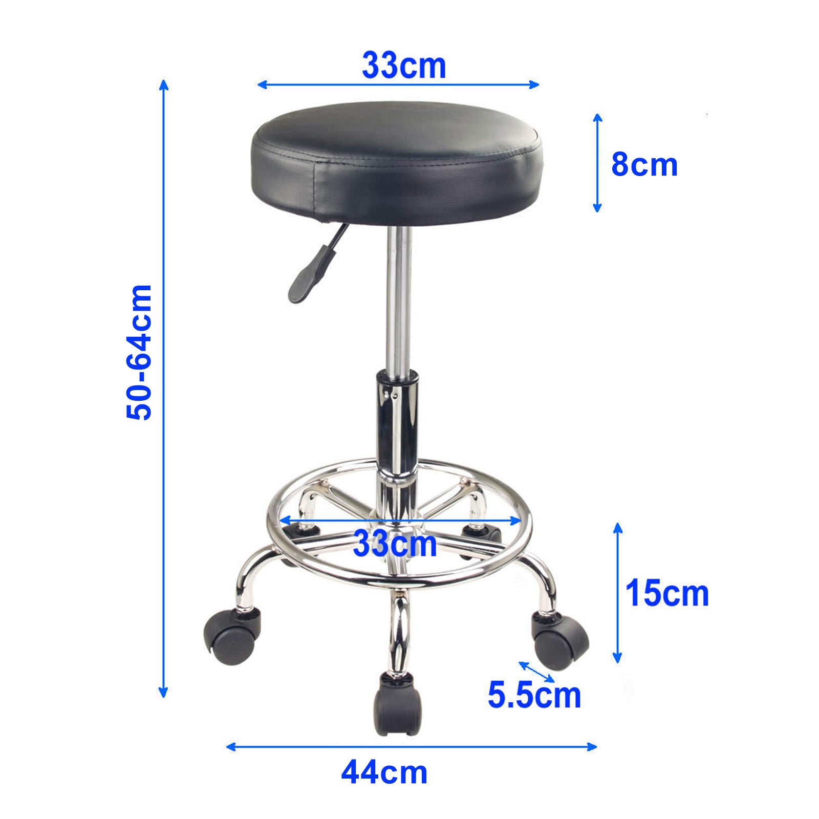 Forever Beauty Black Salon Barber Stool Swivel Round Type