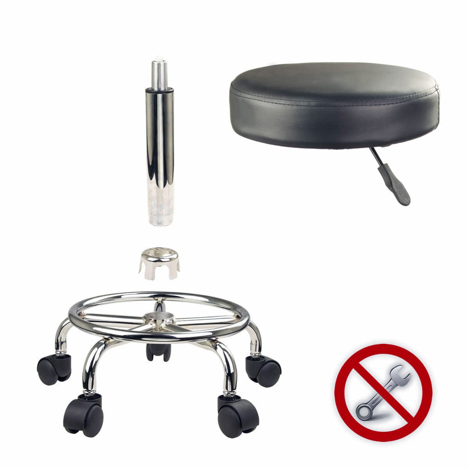 Forever Beauty 4 Set Black Salon Barber Stool Swivel Round Type