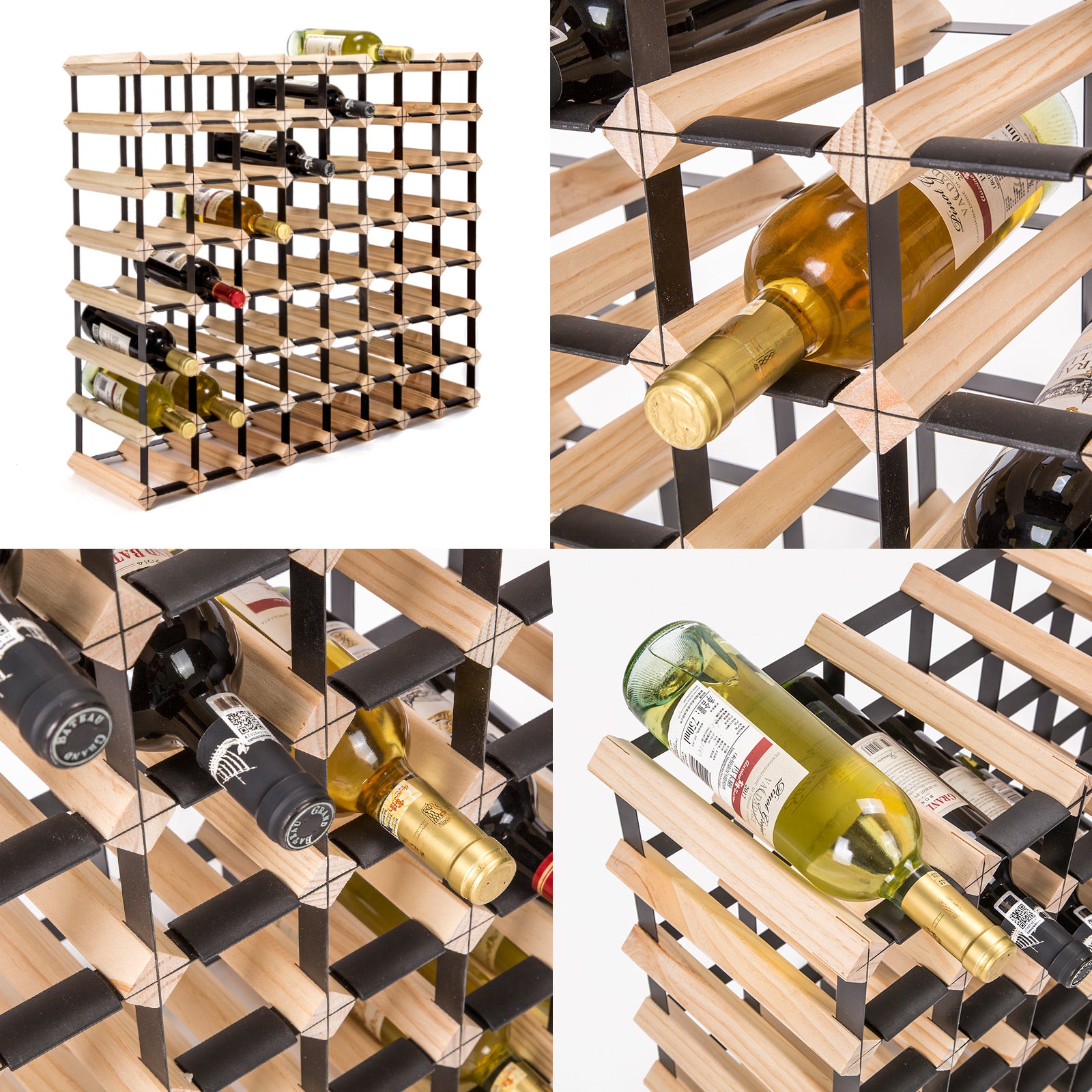 La Bella 72 Bottle Timber Wine Rack Storage Cellar Organiser