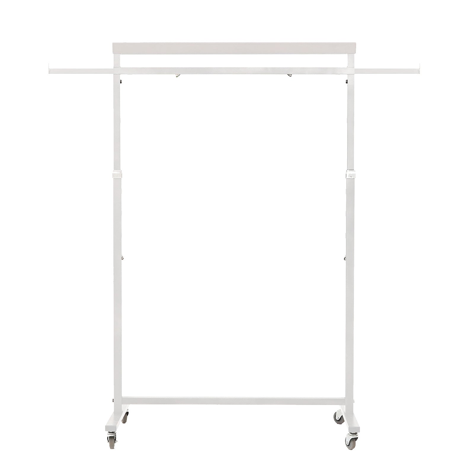 Meoktong White Clothes Rack Coat Stand Hanging Adjustable Rollable Steel