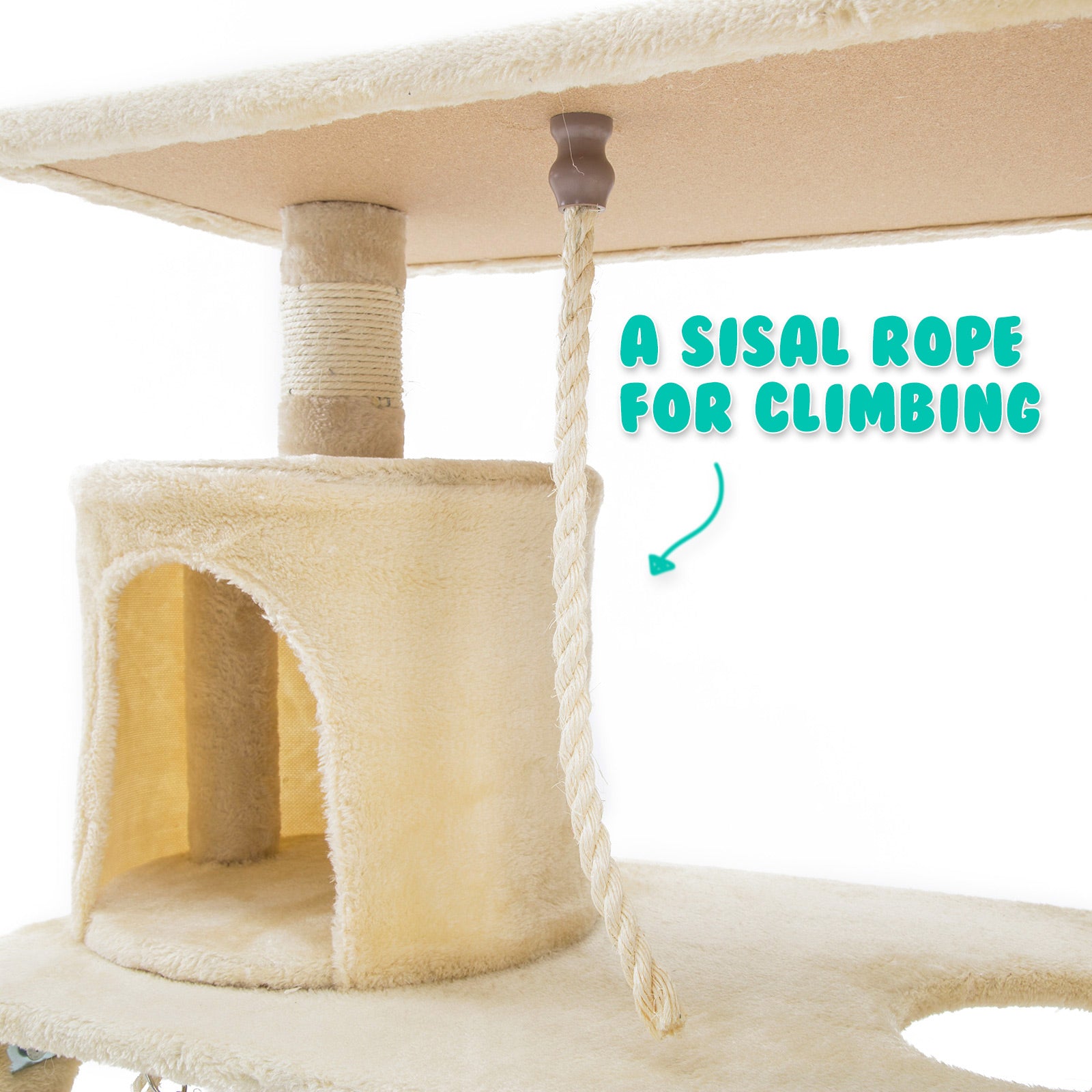 Paw Mate 140cm Beige Cat Tree Maple Multi Level Scratcher