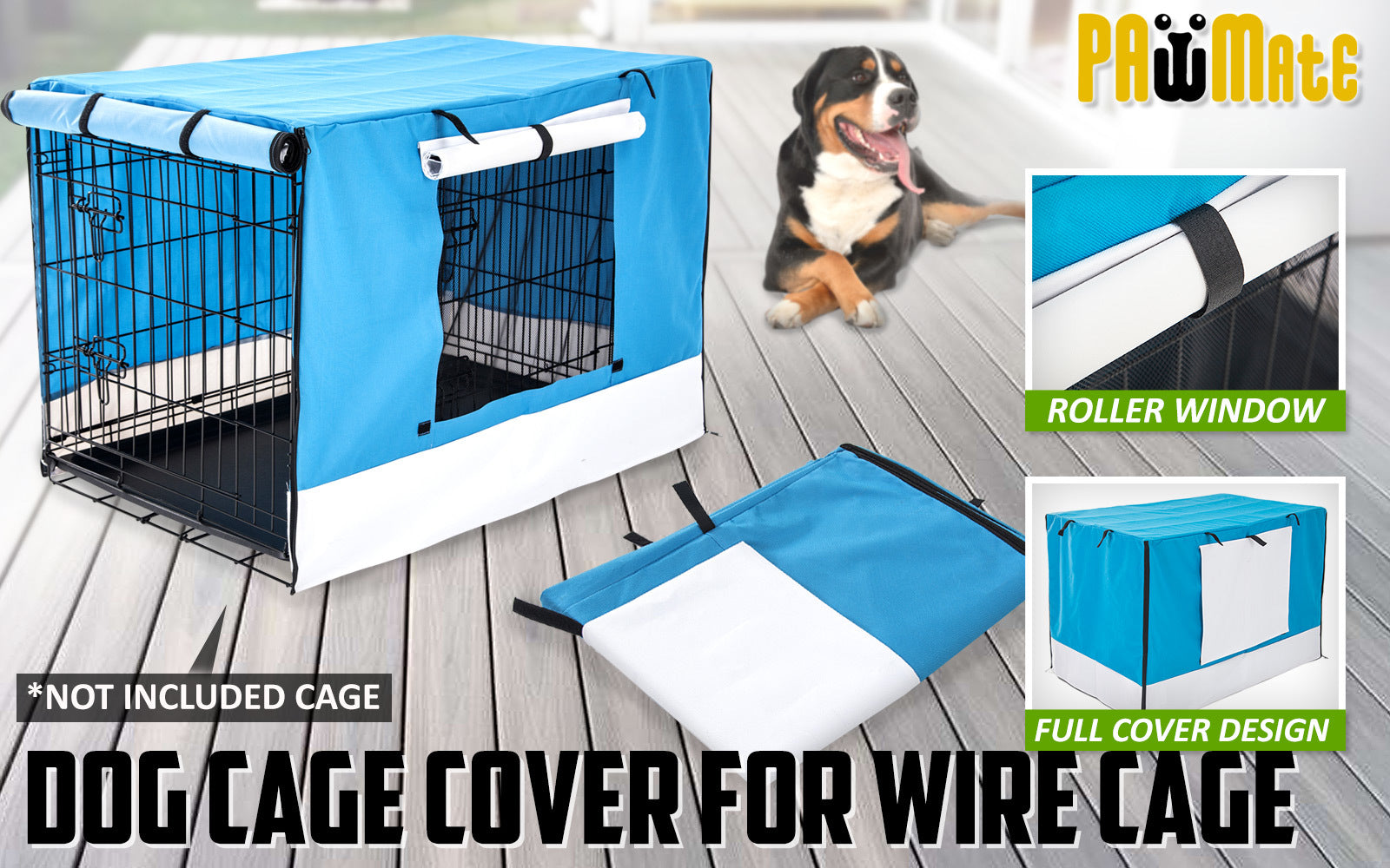 Paw Mate Blue Cage Cover Enclosure for Wire Dog Cage Crate 42in