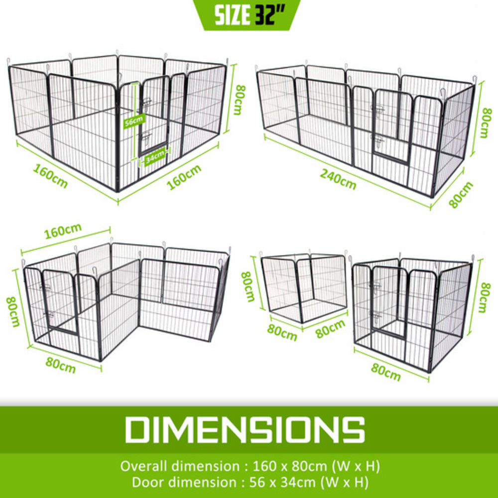 Paw Mate Pet Playpen Heavy Duty 32in 8 Panel Foldable Dog Exercise Enclosure Fence Cage