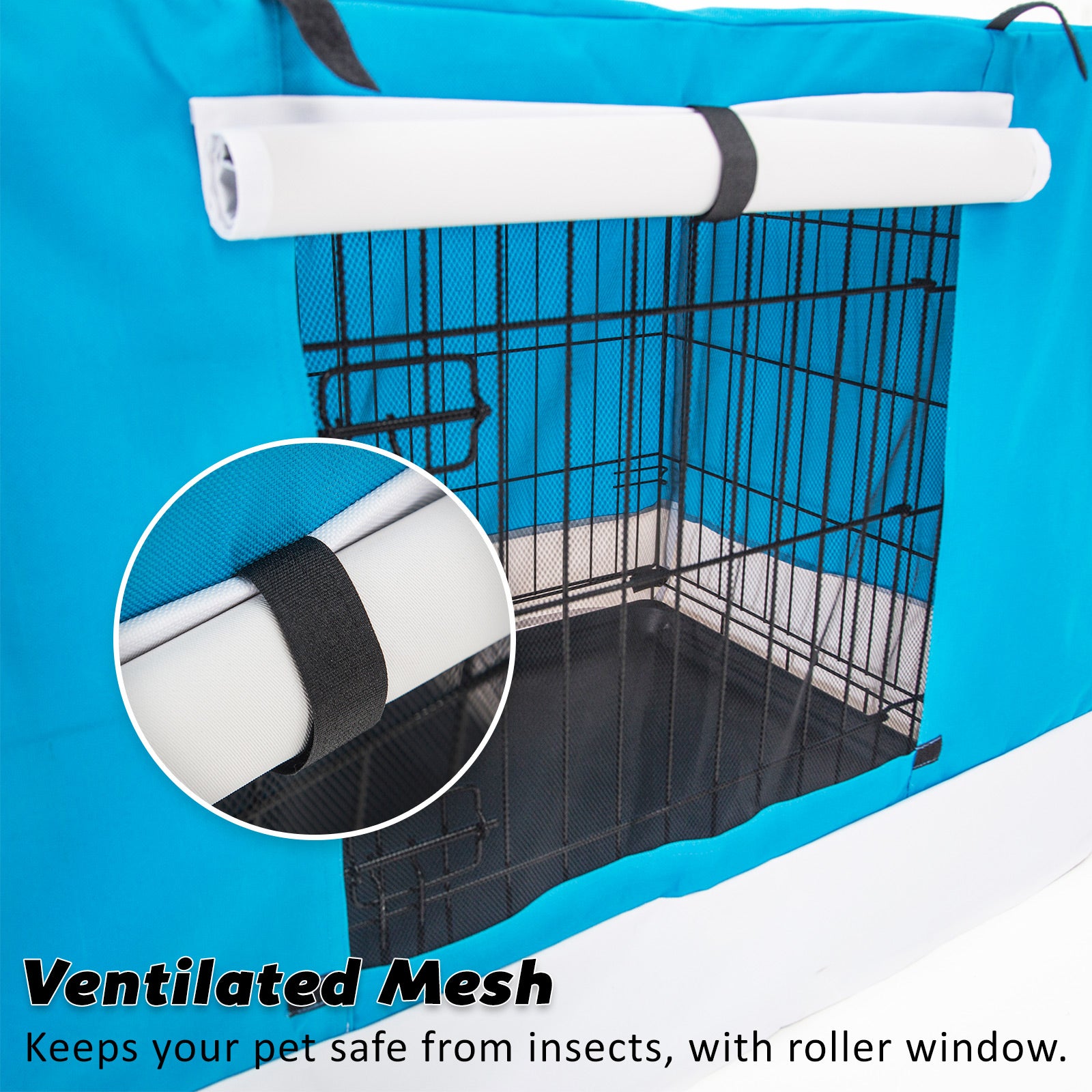 Paw Mate Wire Dog Cage Crate 42in with Tray + Cushion Mat + Blue Cover Combo