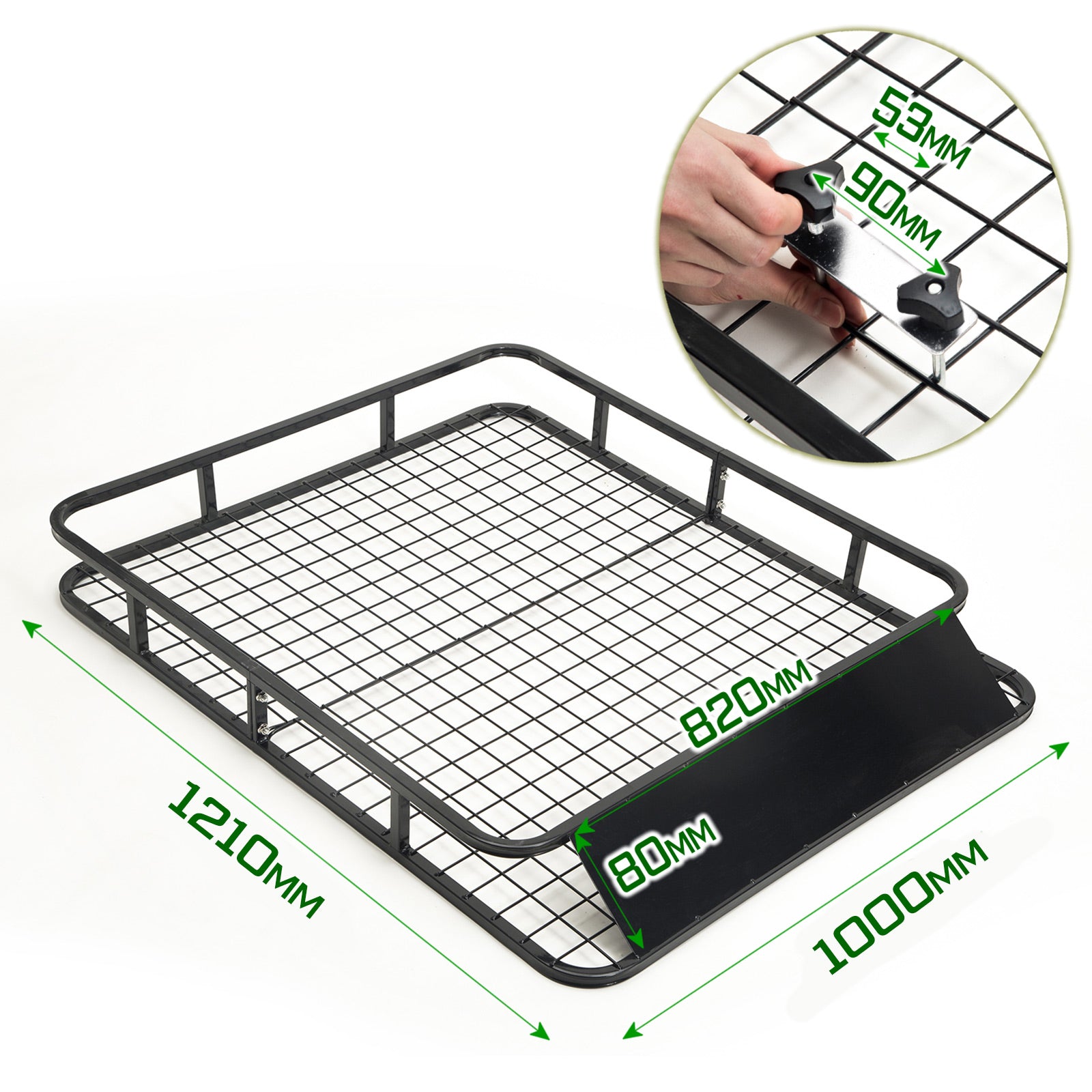 Dynamic Power Black Steel Roof Rack Luggage Carrier Basket 4WD 121cm