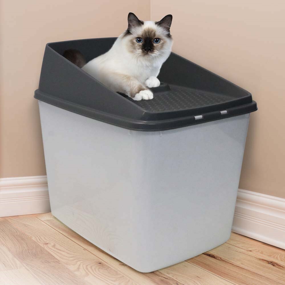 YES4PETS XL Top Entry Cat Litter Box No Mess Large Enclosed Covered Kitty Tray