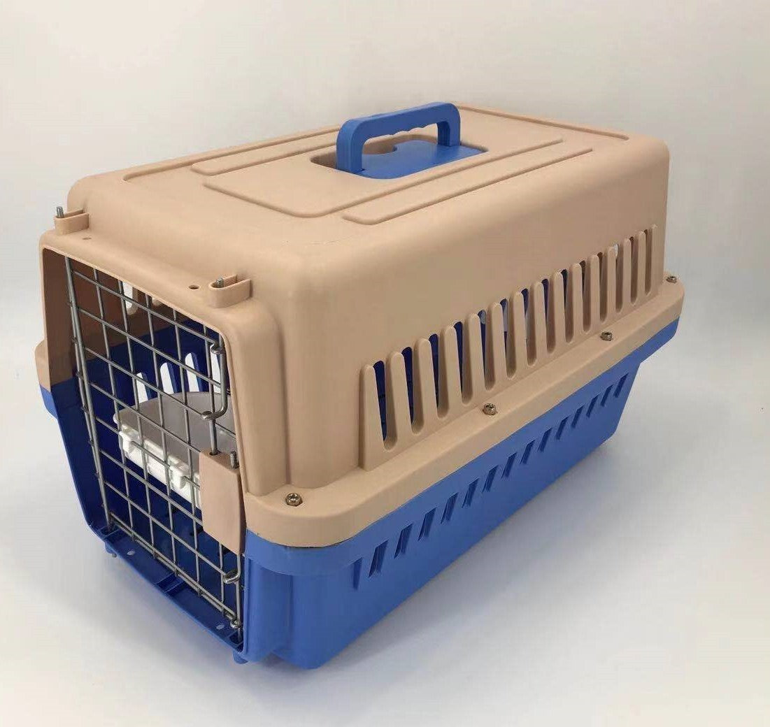 YES4PETS Medium Dog Cat Crate Pet Rabbit Carrier Airline Cage With Bowl & Tray-Blue