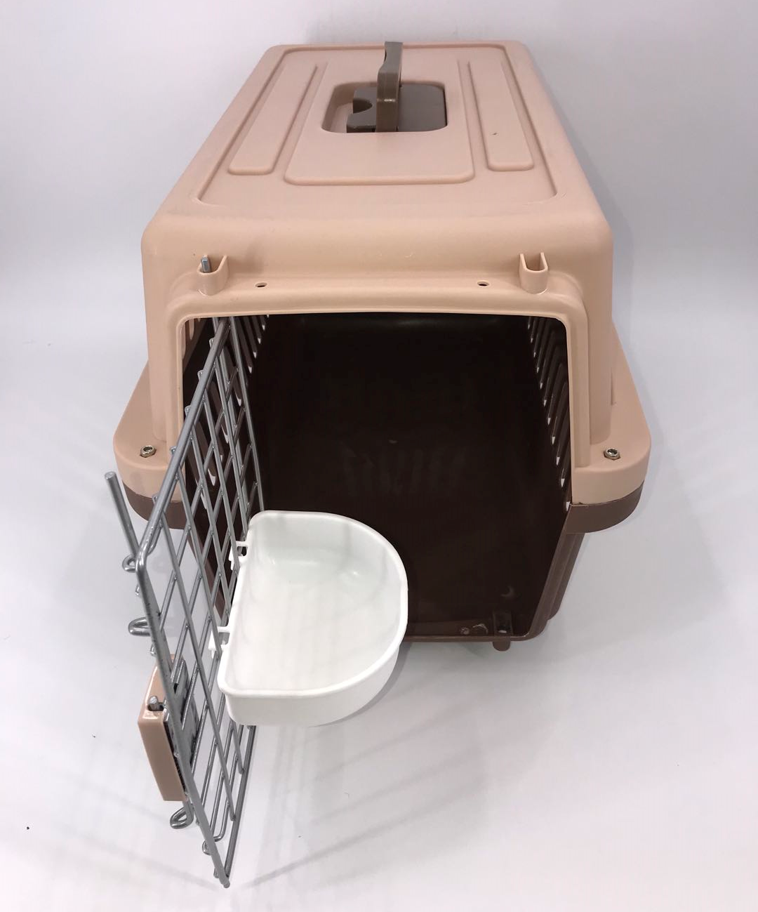 YES4PETS Medium Dog Cat Crate Pet Rabbit Carrier Airline Cage With Bowl & Tray-Brown