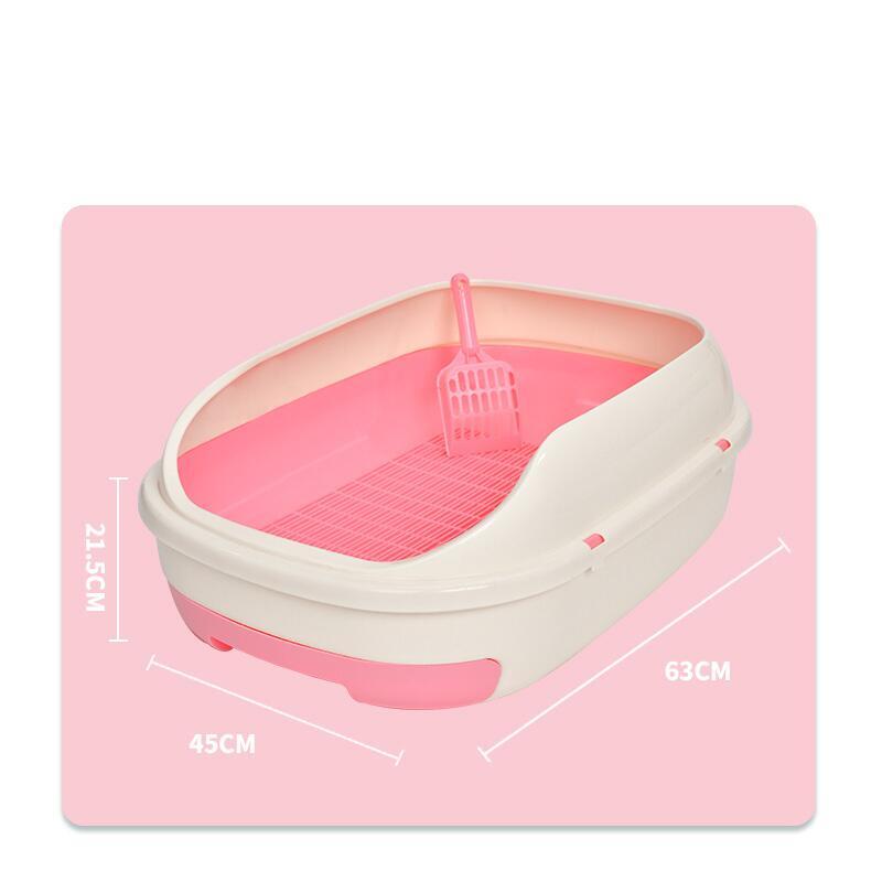 YES4PETS Large Portable Cat Toilet Litter Box Tray with Scoop and Grid Tray-Pink