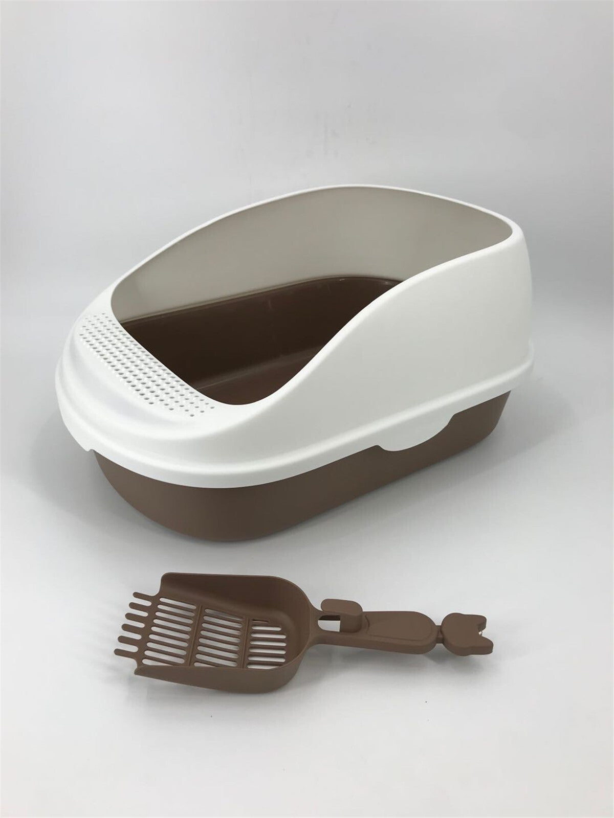 YES4PETS Large Portable Cat Toilet Litter Box Tray with Scoop Brown