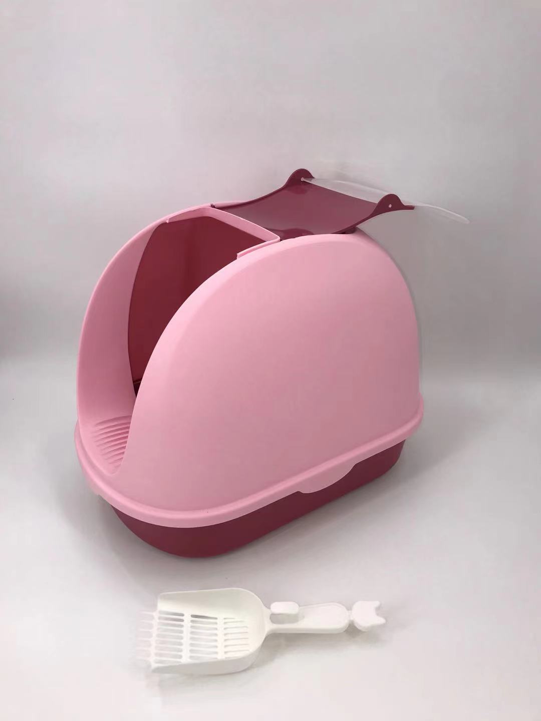 YES4PETS Portable Hooded Cat Toilet Litter Box Tray House with Handle and Scoop Pink