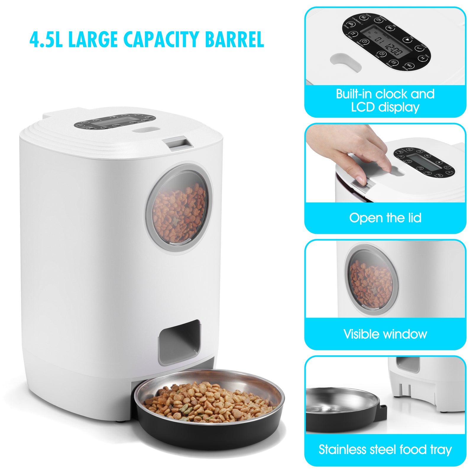 YES4PETS 4.5L Visible Automatic Digital Pet Dog Cat Feeder Food Bowl Dispenser