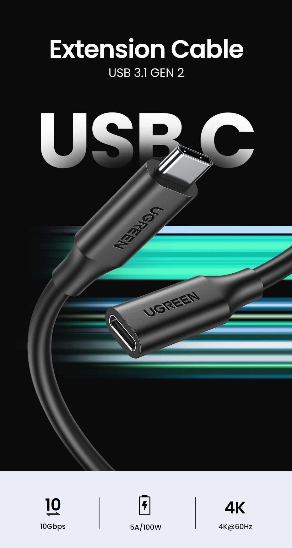 UGREEN 10387 USB-C Extension Cable 1M