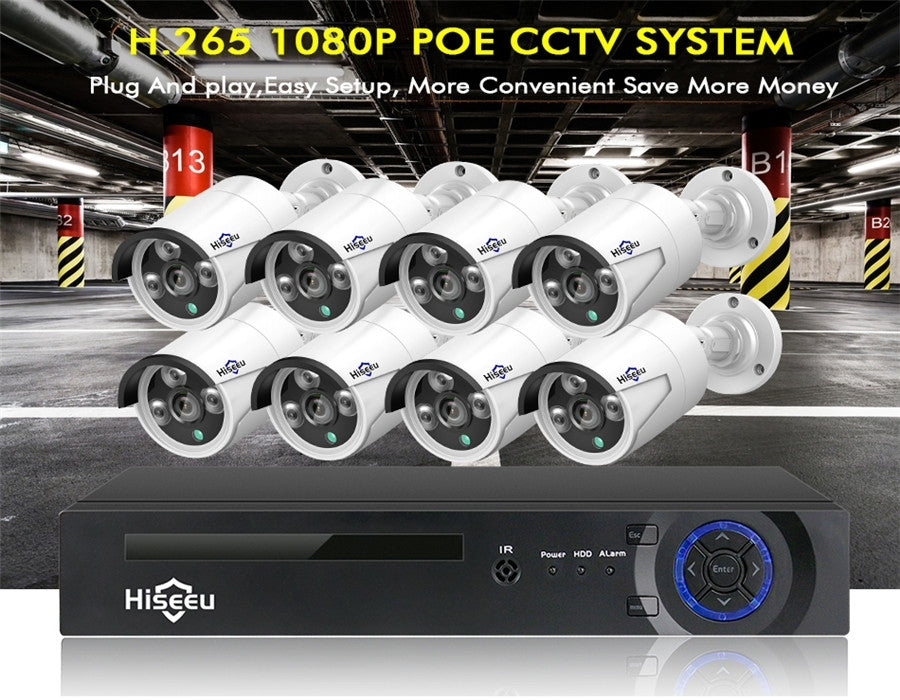 Hiseeu H5NVR-P8-612P 8CH 2MP/1080P PoE CCTV System (2TB HDD)