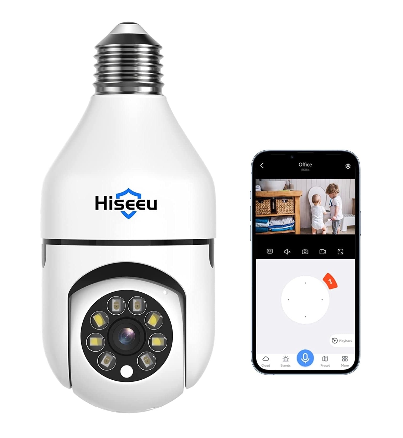 Hiseeu P03 2MP Light Bulb WiFi Panorama IP Camera