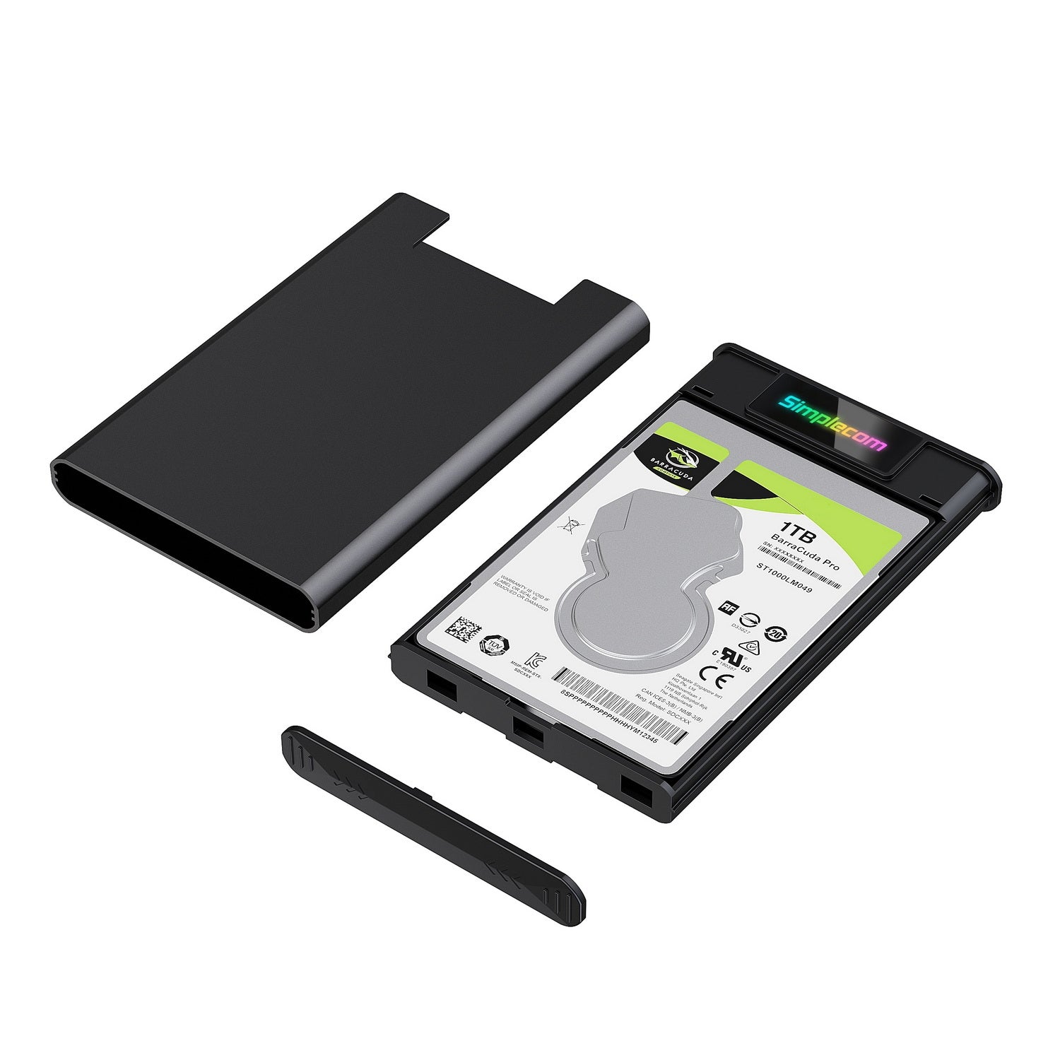 Simplecom SE239 Tool-free 2.5" SATA HDD SSD to USB-C Enclosure with RGB Lights USB 3.2 Gen 2