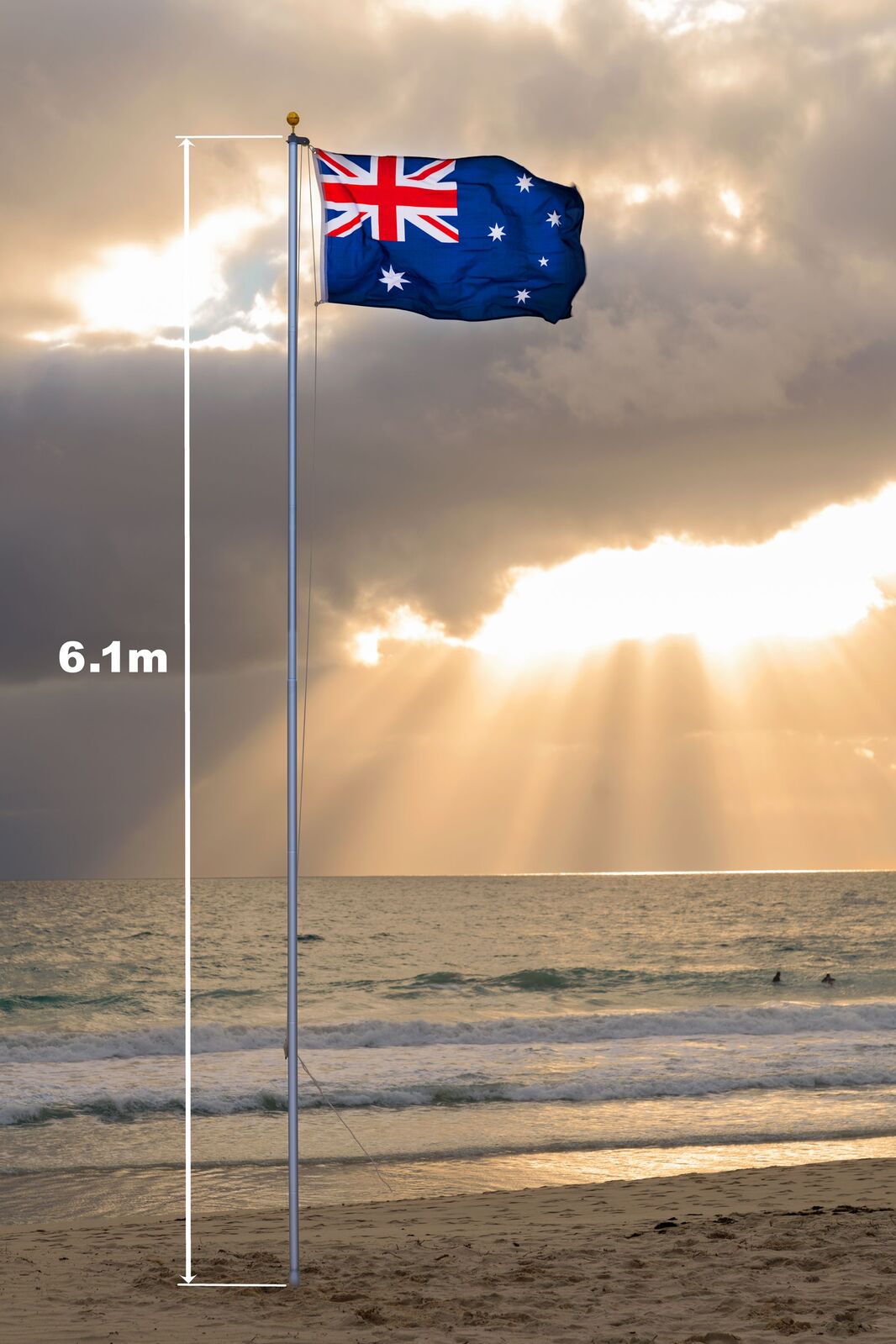 6.2M Australia Sectional Flag Pole Kit Australian Outdoor Aussie Flags Flagpole