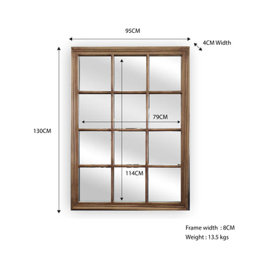 Window Style Mirror - Taupe Rectangle 95cm x 130cm