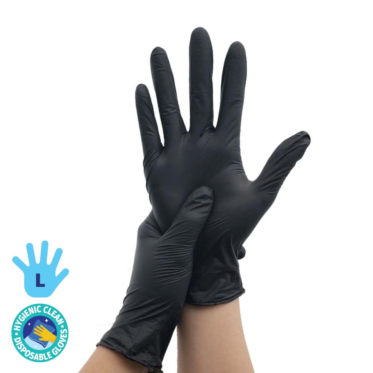 Xtra Kleen 1000PCE Disposable Nitrile Gloves Black Latex Powder Free Size L