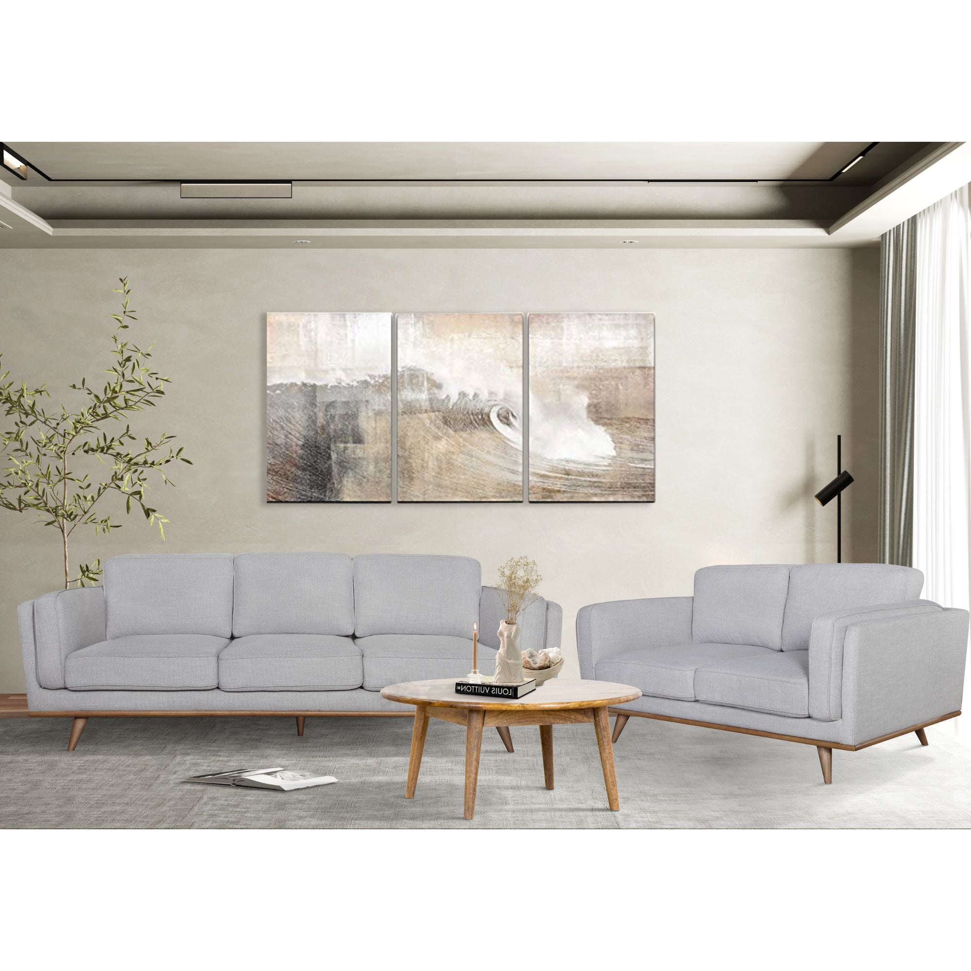 Petalsoft 3 Seater Sofa Fabric Uplholstered Lounge Couch - Grey