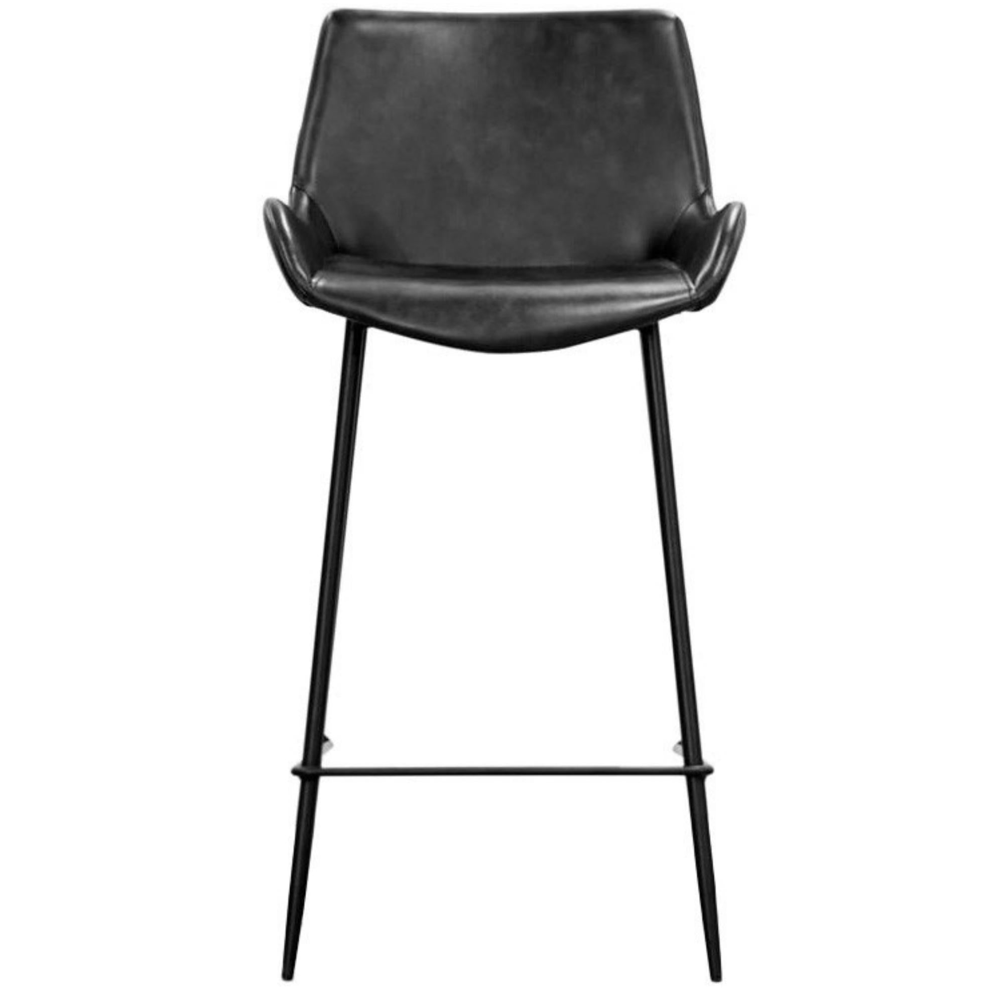 Brando  Set of 2 PU Leather Upholstered Bar Chair Metal Leg Stool Vintage Grey