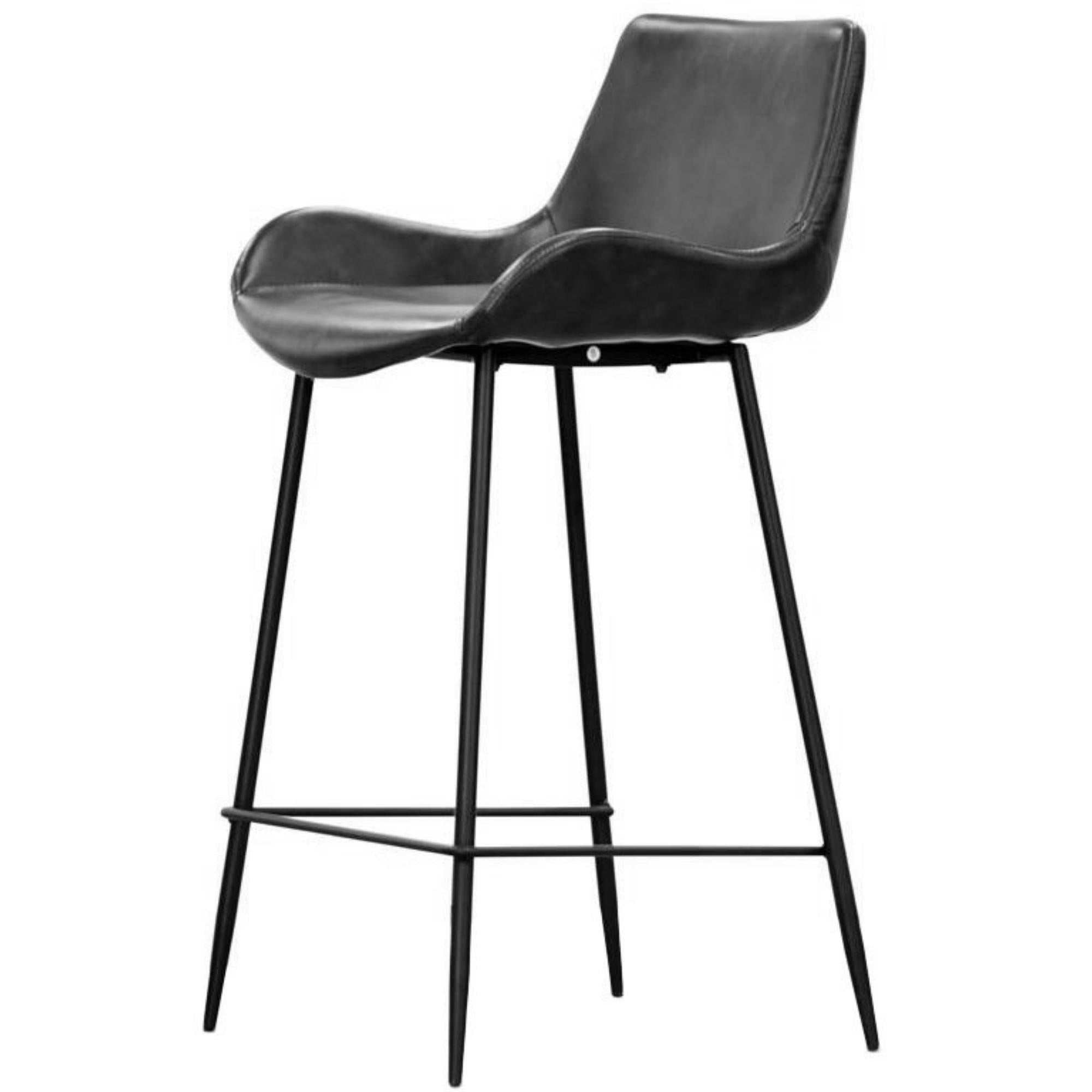 Brando  Set of 4 PU Leather Upholstered Bar Chair Metal Leg Stool Vintage Grey