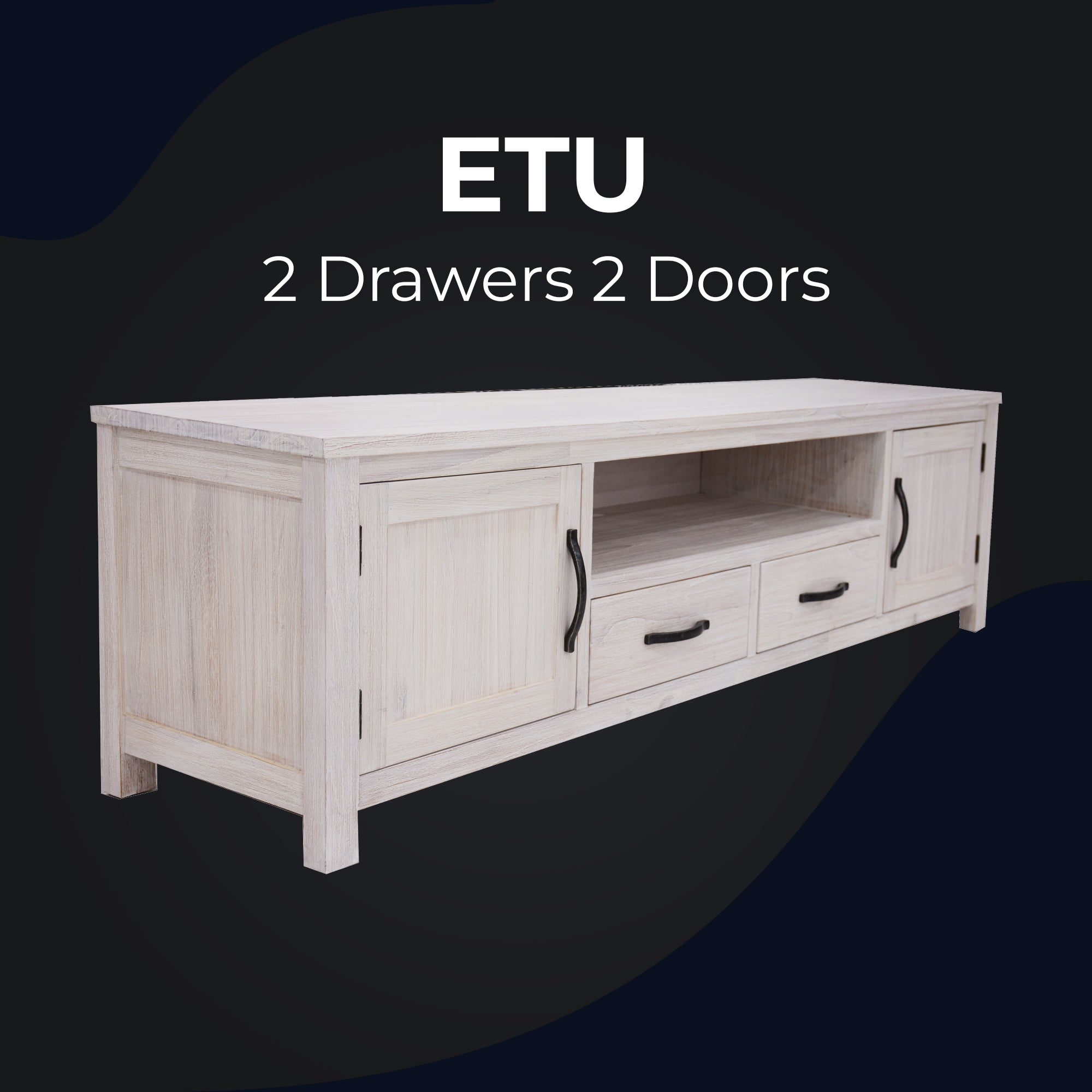 Foxglove ETU Entertainment TV Unit 216cm 2 Drawer 2 Door Mt Ash Wood - White