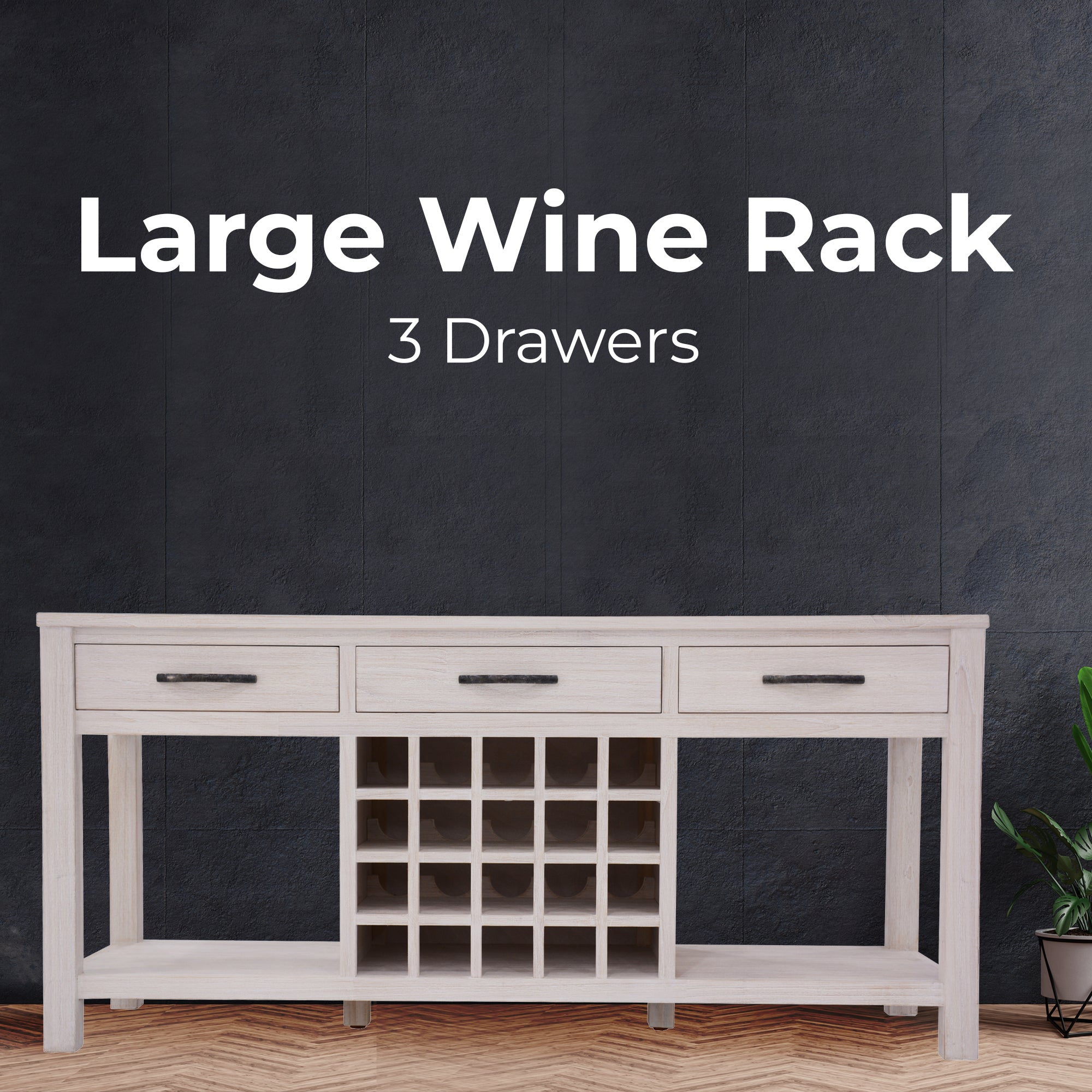 Foxglove Sideboard Buffet Wine Cabinet Bar Bottle Wooden Storage Rack - White