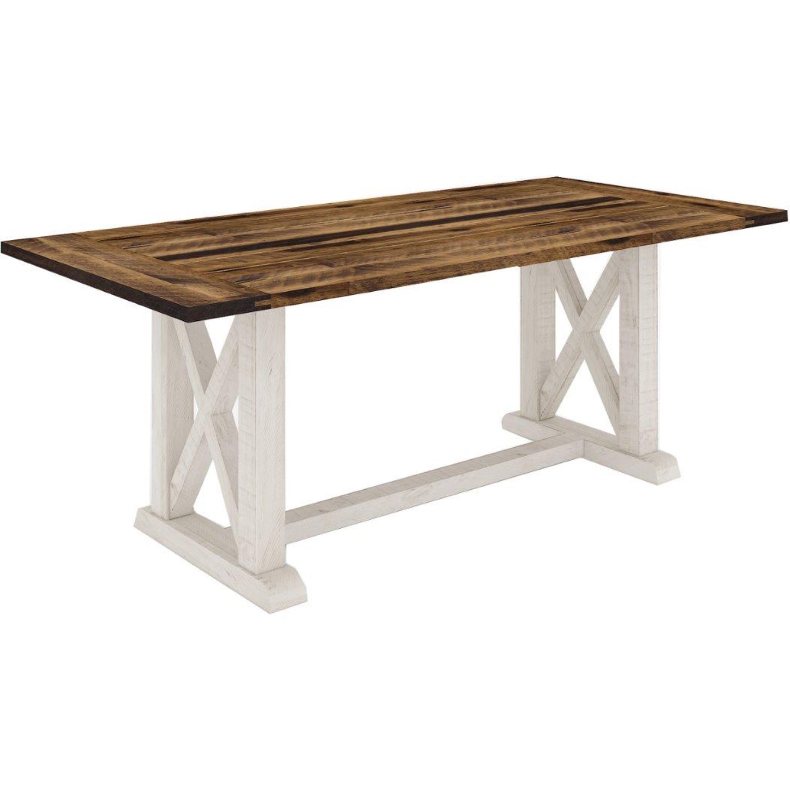 Erica Dining Table 200cm Solid Acacia Timber Wood Hampton Furniture Brown White