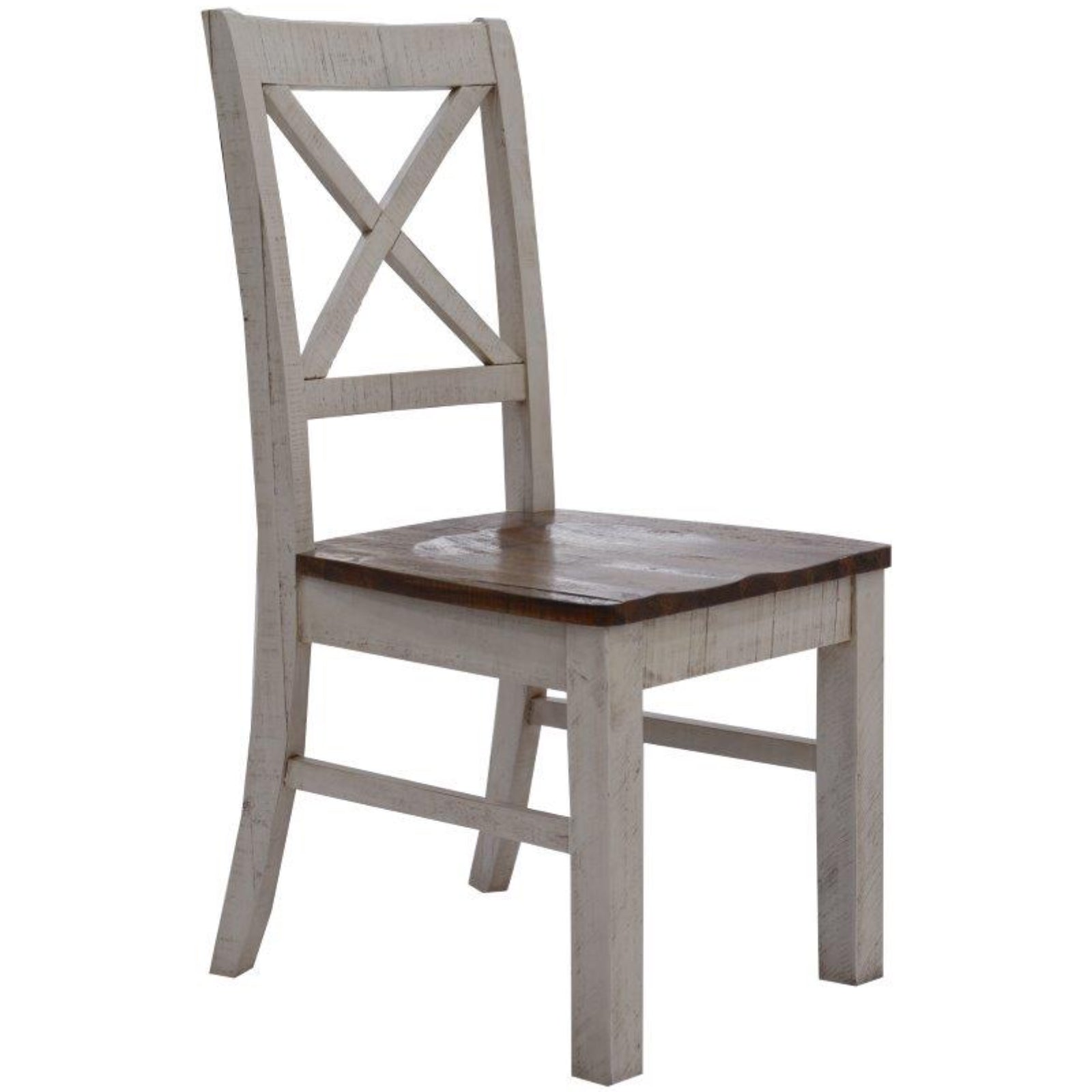 Erica X-Back Dining Chair Set of 4 Solid Acacia Timber Wood Hampton Brown White